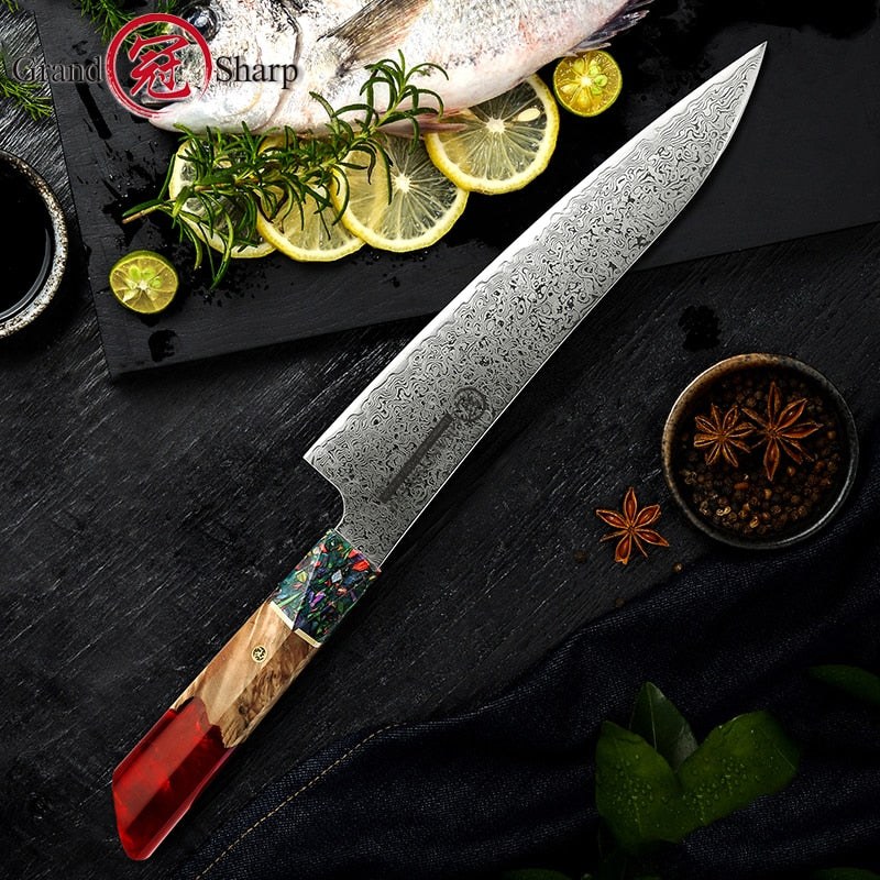 KD Chef's Knife 67 Layers Damascus Kitchen Gyuto Kiritsuke Knives 