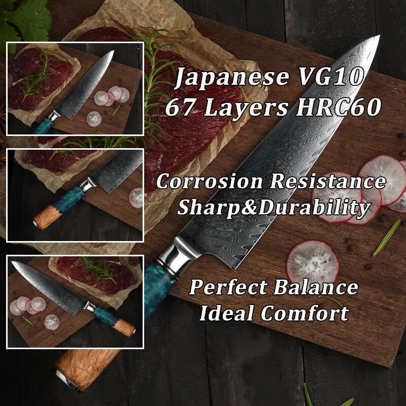 Steak knives Set of 4, Super-Sharp 5 Inch Damascus Steak Knife Set,  Japanese VG10 Core Steel 73 Layers - Non-Serrated Steak Knives with Case 