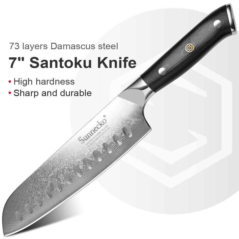 KD 7 inch Santoku Kitchen Knife Japanese Damascus Steel Chef Knives
