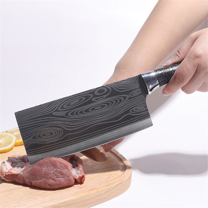 KD Stainless Steel Knife Kitchen Knife Laser Damascus Vein Cooking Knife