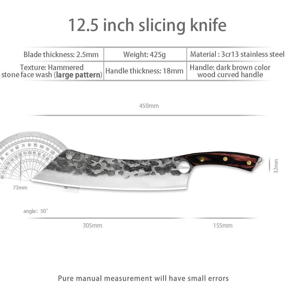 KD 12.5 Inch High Carbon Steel Chef Knife Cleaver Slicer Meat Knife - Style C - Knife Depot Co.
