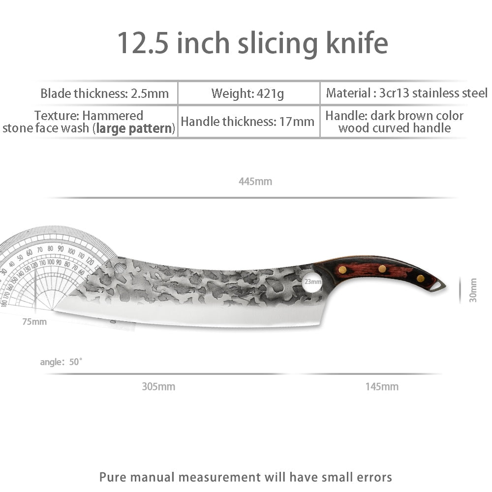 KD 12.5 Inch High Carbon Steel Chef Knife Cleaver Slicer Meat Knife - Style A - Knife Depot Co.