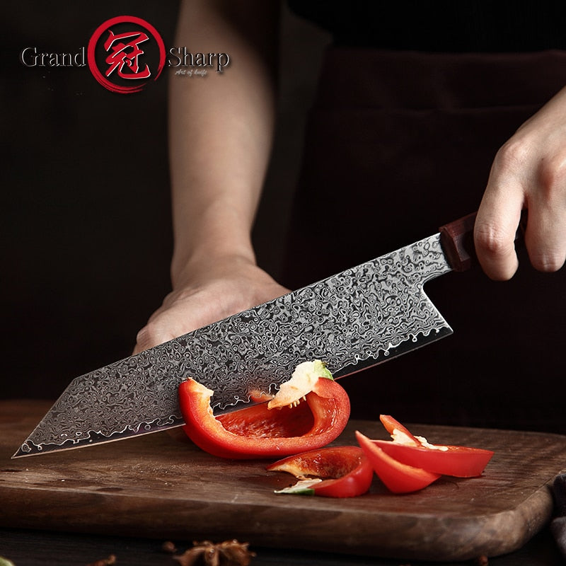 KD Handmade 8.2 Inch Damascus Kitchen Knife Chef Knives VG10 Japanese Damascus Steel Kiritsuke