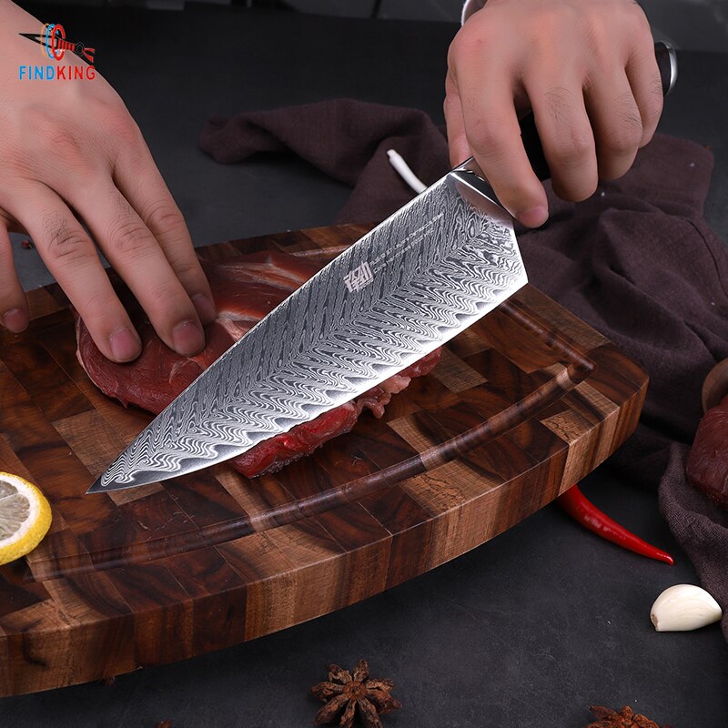 KD 8 inch Damascus Steel Chefs Knifes Ebony Handle  