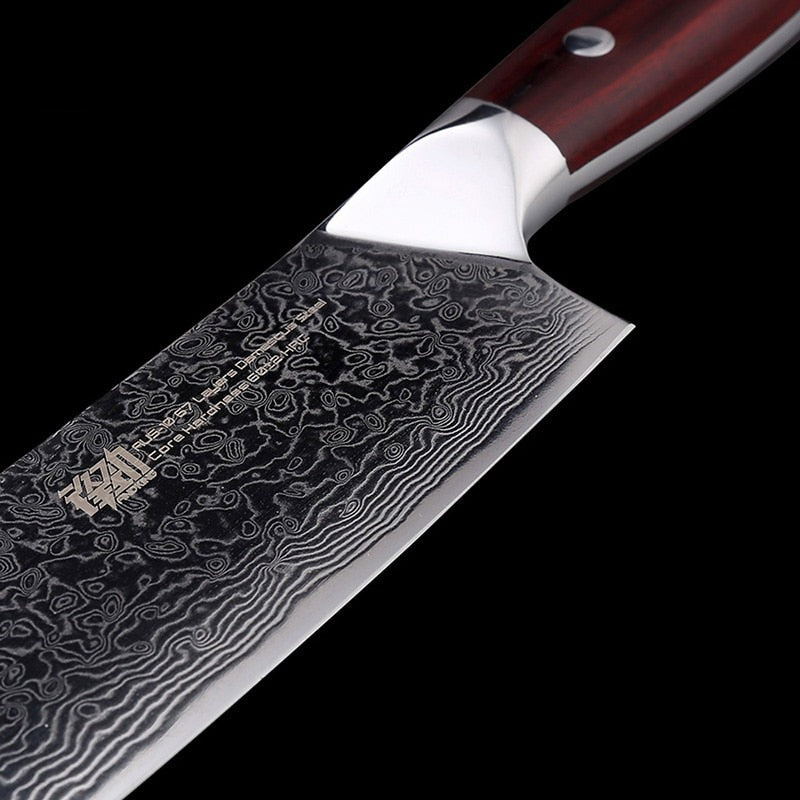 KD Damascus Steel Rosewood Handle 6.5 inch Chef Cleaver Knife