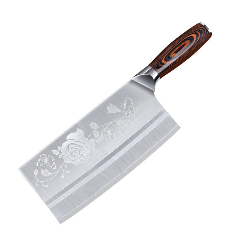 KD Stainless Steel  Meat Cleaver 8inch Chinese Knife Butcher Knife Chopper Vegetable Cutter Kitchen Chef Knife