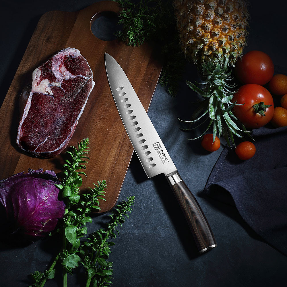 KD 8.5 inch German Steel Blade Chef's Santoku Kitchen Knives 