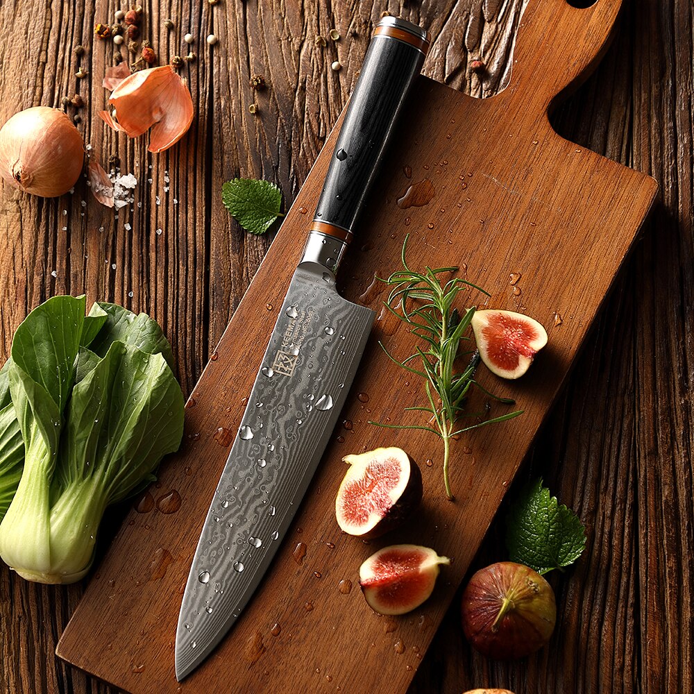 KD 8" Japanese Chef Knife Damascus Steel Blade Kitchen Knives