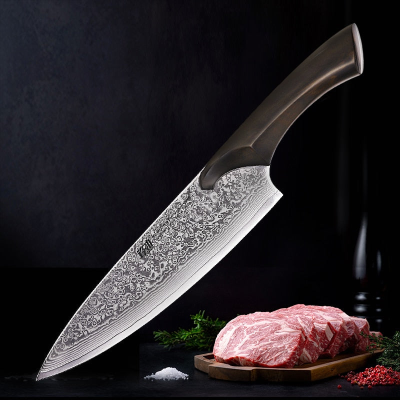 KD Cheetah Series Kitchen Chef Knives Damascus Steel Nakiri Knife