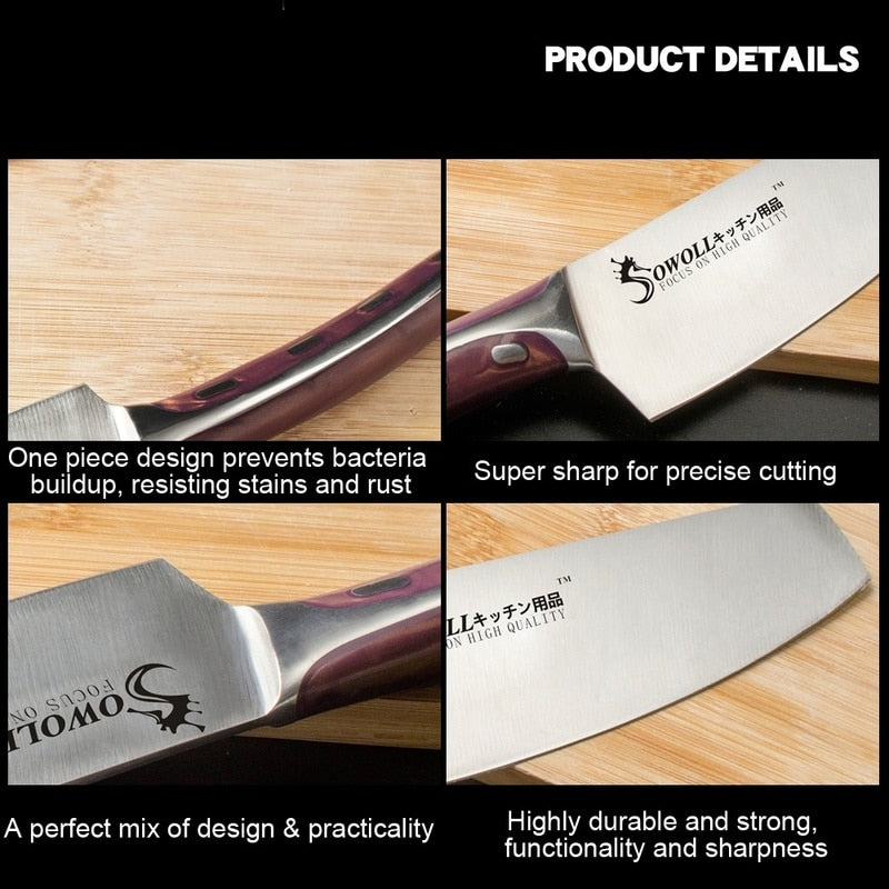 KD Slicing Knife Super Sharp Stainless Steel Kitchen Knife Set in
