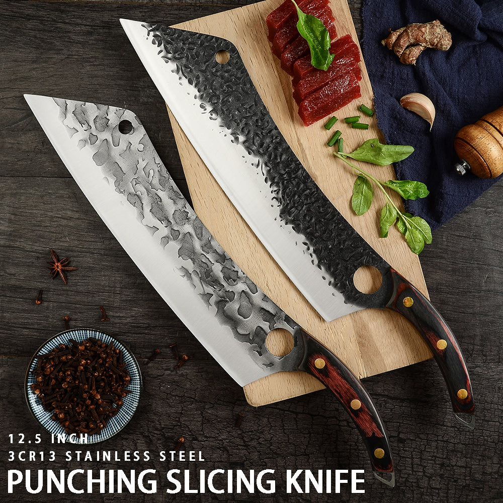 KD 12.5 Inch High Carbon Steel Chef Knife Cleaver Slicer Meat Knife - Knife Depot Co.