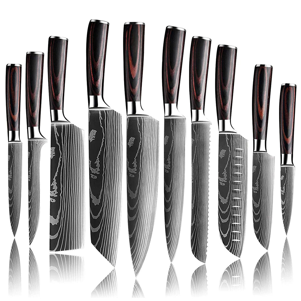Japanese Knife Set 10 PCS Super Sharp Kitchen Knives