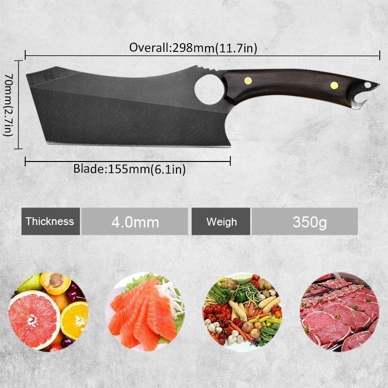 KD High Carbon Steel Chinese Cleaver Slicing Kitchen Knife