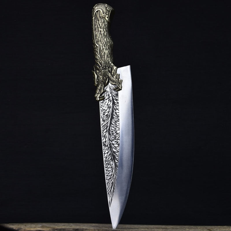 KD 9.5 Inch Handmade Dragon Design Forged Chef Knife
