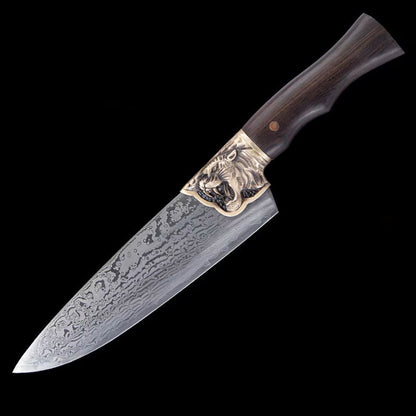 KD 8.5 Inch Handmade Kitchen Knives Tiger Decor Damascus Chef Knife