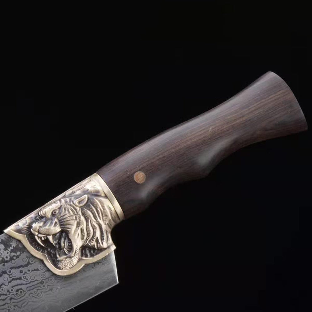 KD 8.5 Inch Handmade Kitchen Knives Tiger Decor Damascus Chef Knife