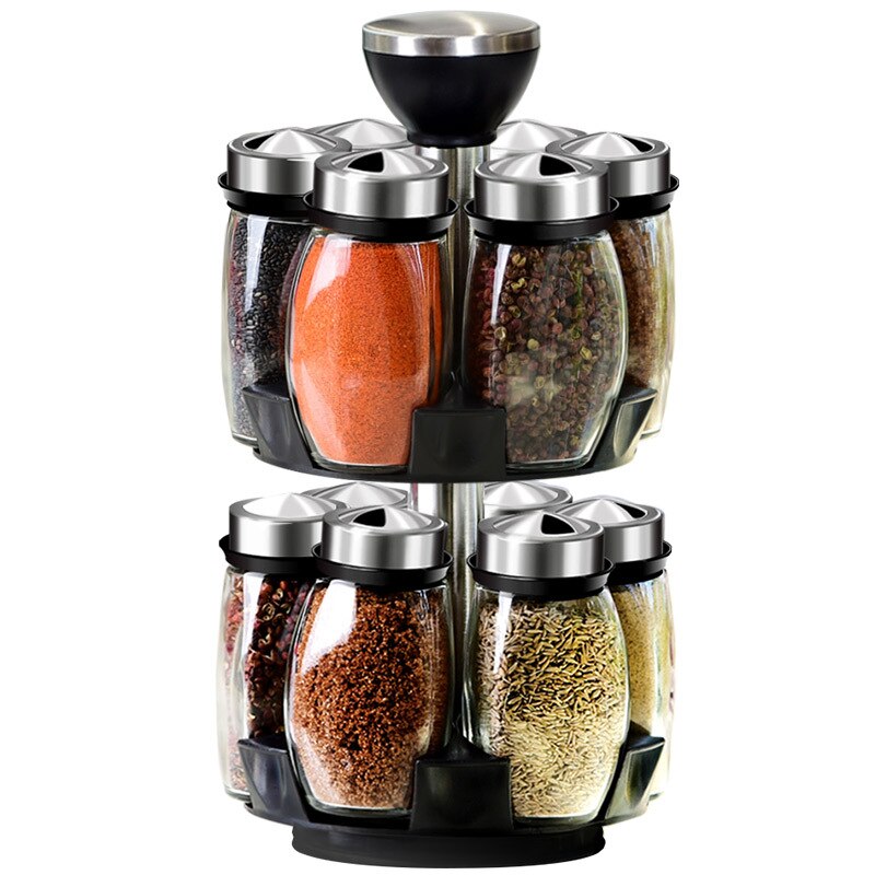 Rotating Jars Set for Spices Pepper Sprays Bottles Salt Holder Kitchen Storage