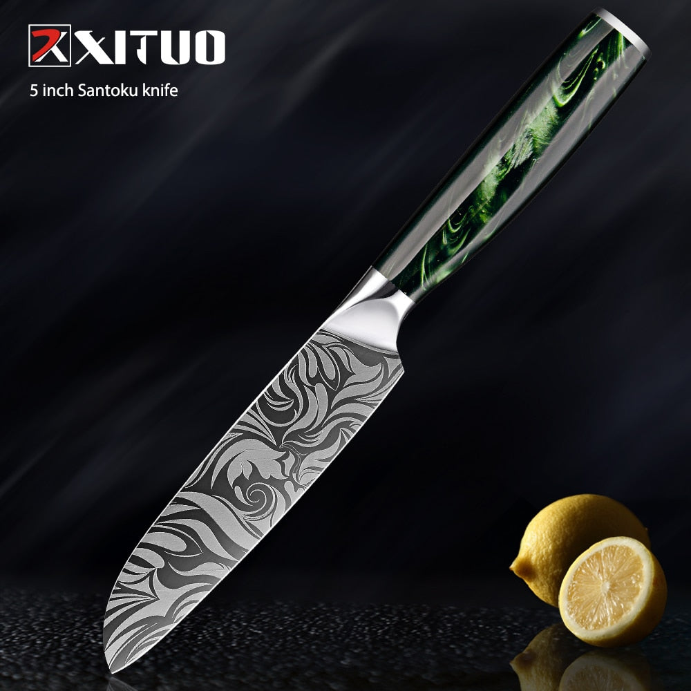MOSFiATA Kitchen Knife Set, 17 Pcs Japanese Stainless Steel Knife