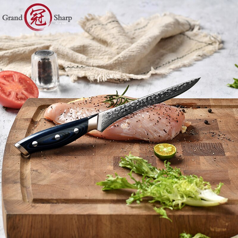 6 Inch Damascus Kitchen Boning Knife 67 Layers Japanese Damascus Kitchen Knife Fish Filleting
