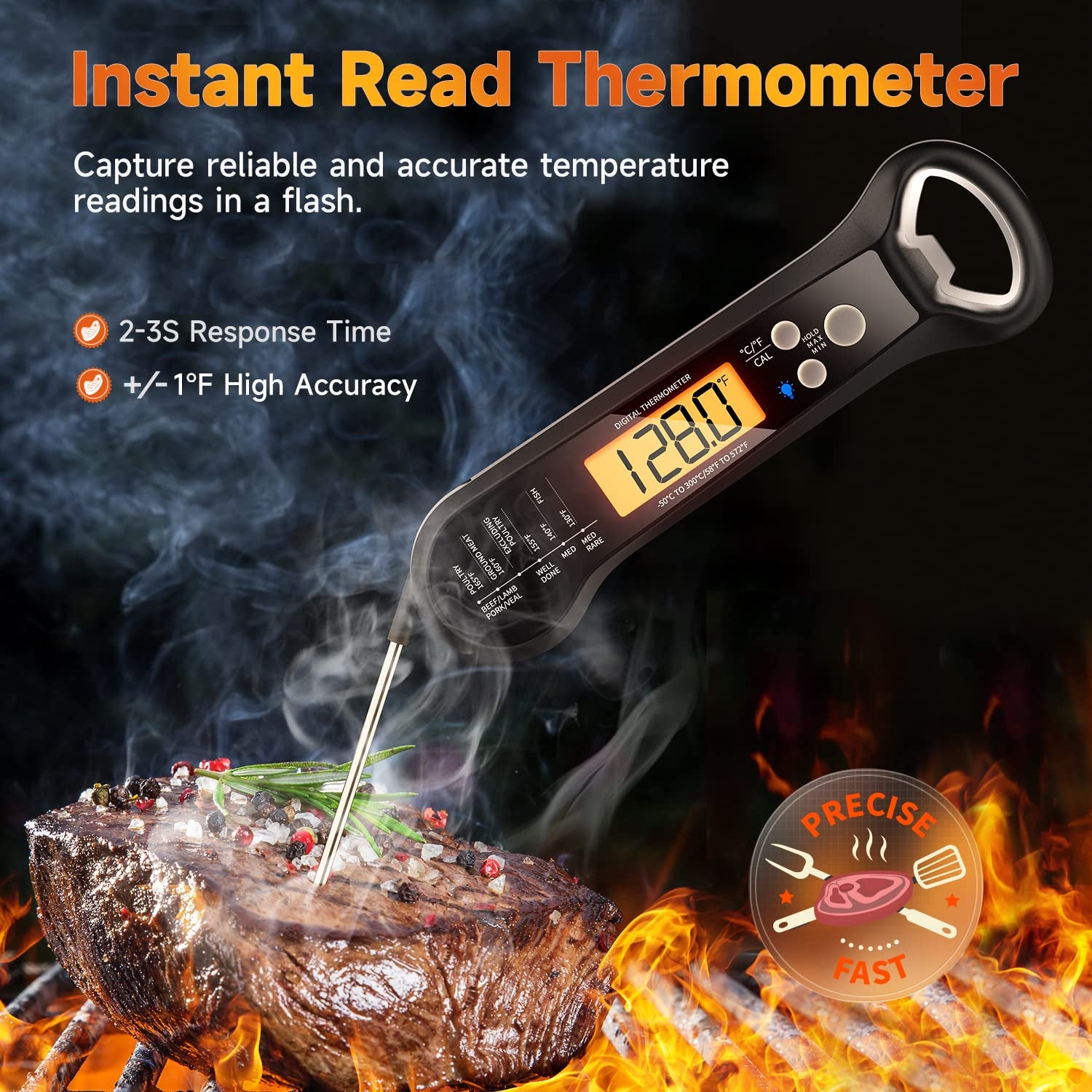 KD Meat Thermometer Digital Waterproof Instant Read Meat Thermometers for Grilling and Cooking