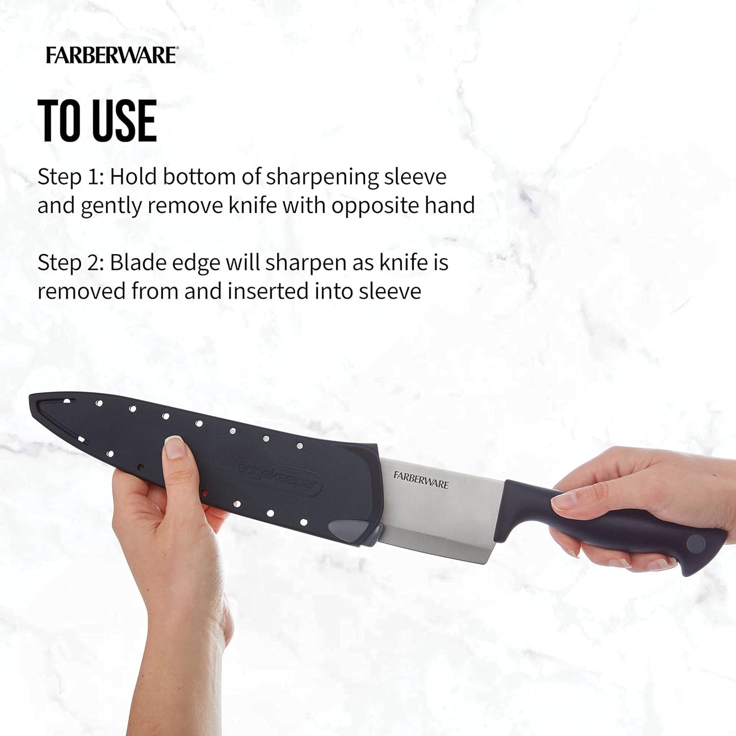 Edgekeeper 8-Inch Chef Knife with Self-Sharpening Blade Cover, High Carbon-Stainless Steel Kitchen Knife with Ergonomic Handle, Razor-Sharp Knife, Black