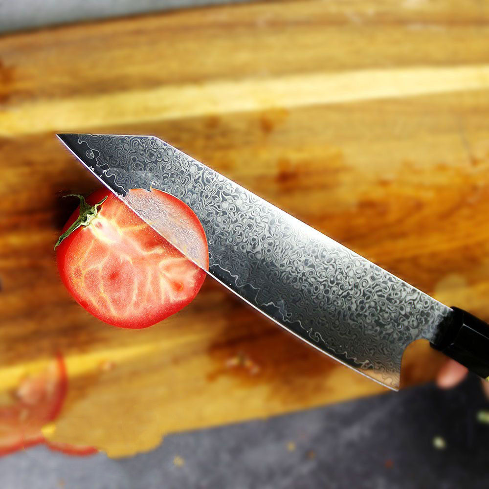 KD Damascus Steel Chef's Kritsuke Knife With Resin Molded Handle