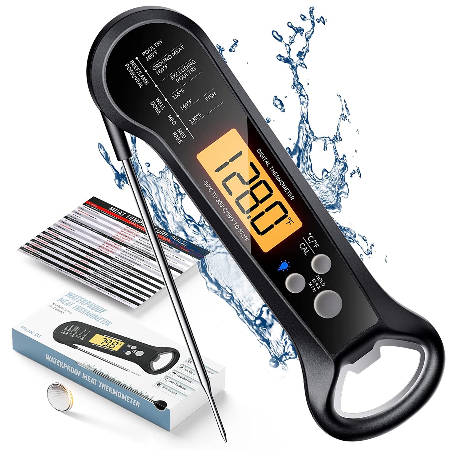 KD Meat Thermometer Digital Waterproof Instant Read Meat Thermometers for Grilling and Cooking