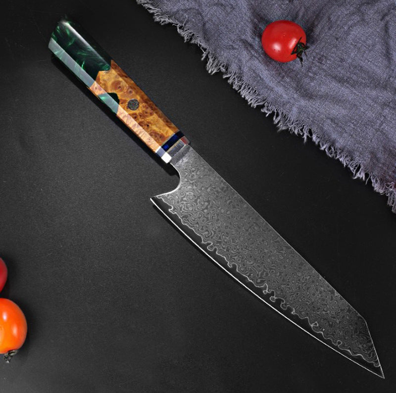 KD Japanese Style VG10 Cored Damascus Steel Kiritsuke Chef Knife - Green - Knife Depot Co.