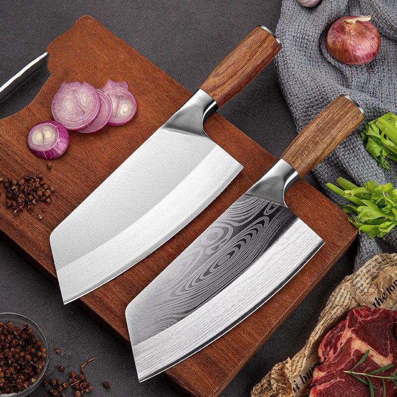 Asian Damascus Pattern Cleaver Kitchen Knife – Knife Depot Co.