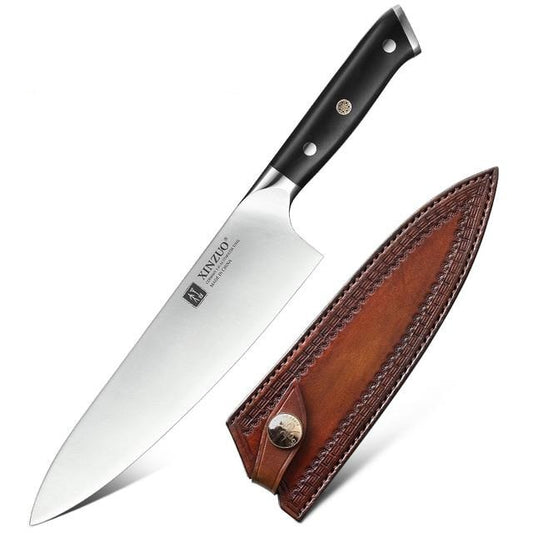 8.5 inch High Carbon Stainless Steel Slicing Chef Knife - with Leather sheath - Knife Depot Co.