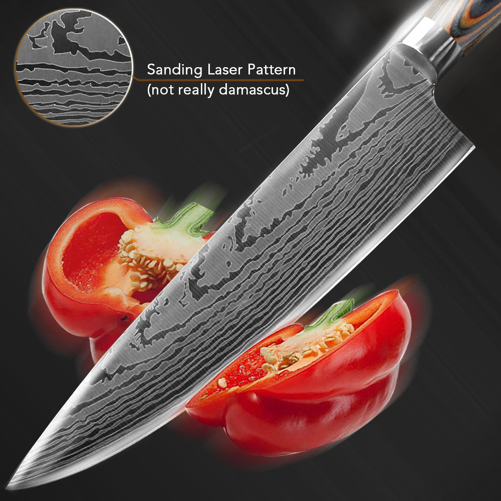 KD Japanese High Carbon Steel Imitation Damascus Knife - Knife Depot Co.