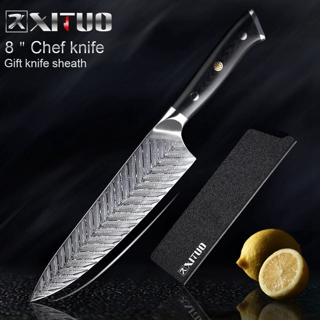 KD Professional Kitchen Damascus Chef Knife With Knives Cover – Knife Depot  Co.