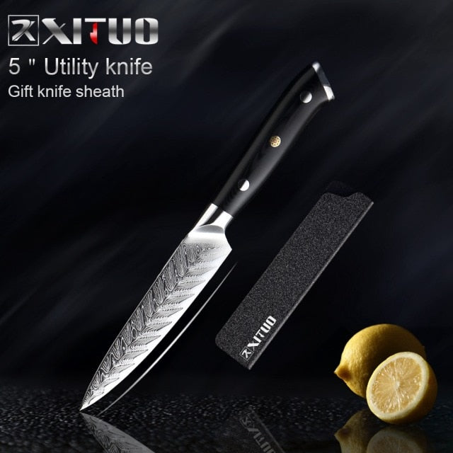 Professional Kitchen Damascus Chef Knife VG10 With Knives Cover - Utility knives - Knife Depot Co.