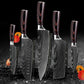 Damascus Etching High Grade Stainless Steel Super Sharp Kitchen Knife Set - 5PCS - Knife Depot Co.