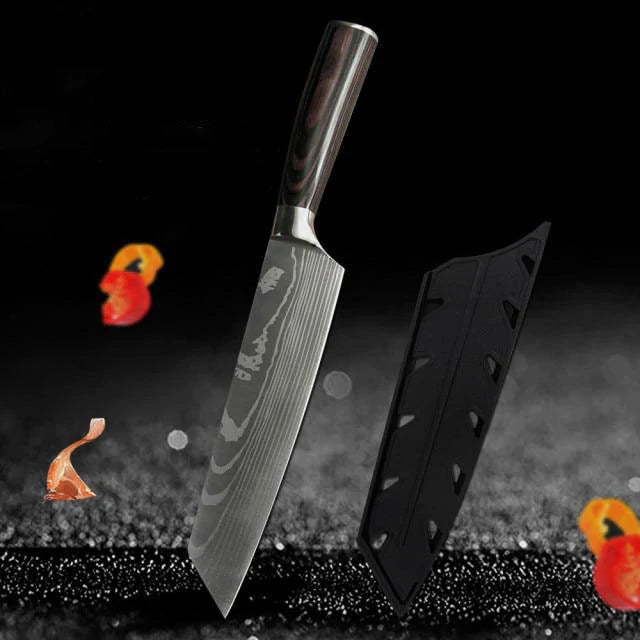 Damascus Etching High Grade Stainless Steel Super Sharp Kitchen Knife Set - 8" Kiritsuke - Knife Depot Co.