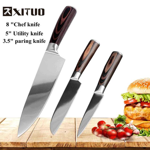 Stainless Steel Chef Kitchen Knife Santoku Paring Knives - 3 PCS set C - Knife Depot Co.