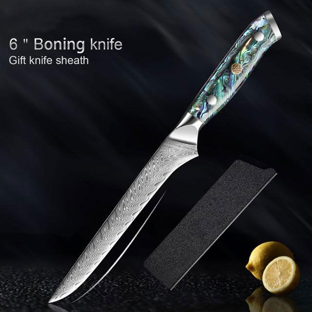 KD 5 PCS Professional Japanese Damascus Steel Chef Knife Set - 6 inch Boning Knife - Knife Depot Co.