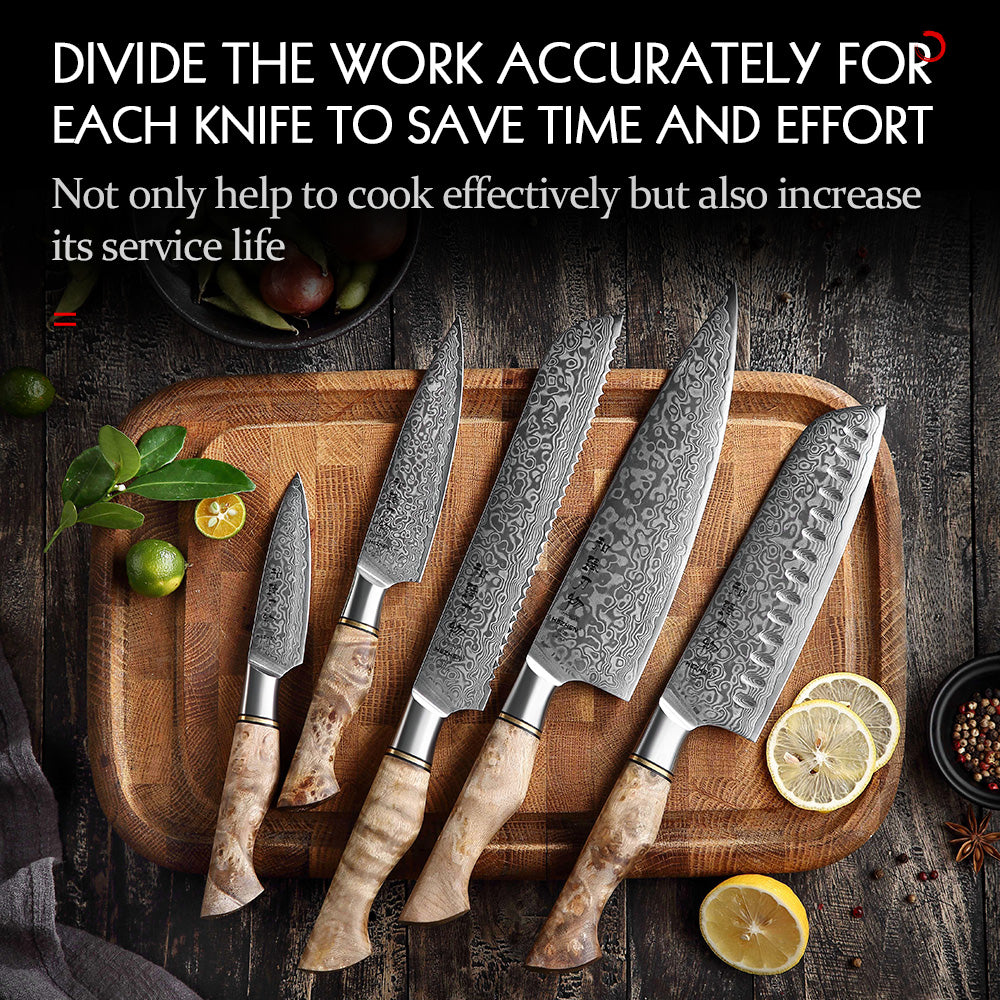 KD 67-Layer Real Damascus Steel Kitchen Knives - Knife Depot Co.