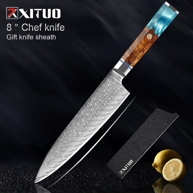KEEMAKE Kitchen Knife Chef Knife 203MM Damascus 67 Layer Hammered