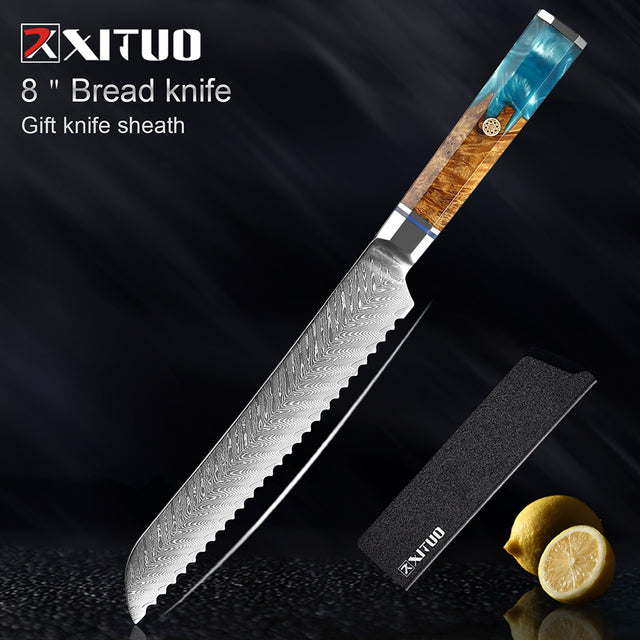 Kitchen Knives 67 Layers Damascus Japanese Style Sharp Blade Chef Knife - 8" Bread Knife - Knife Depot Co.