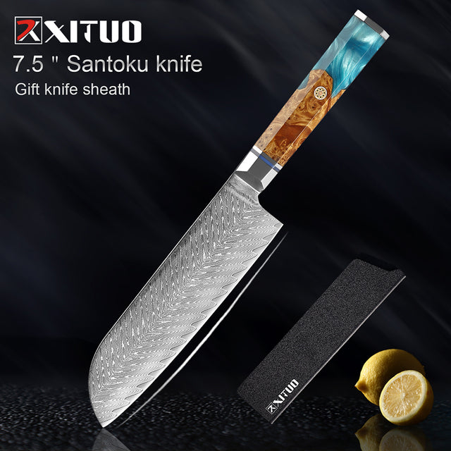Kitchen Knives 67 Layers Damascus Japanese Style Sharp Blade Chef Knife - 7.5" Santoku Knife - Knife Depot Co.