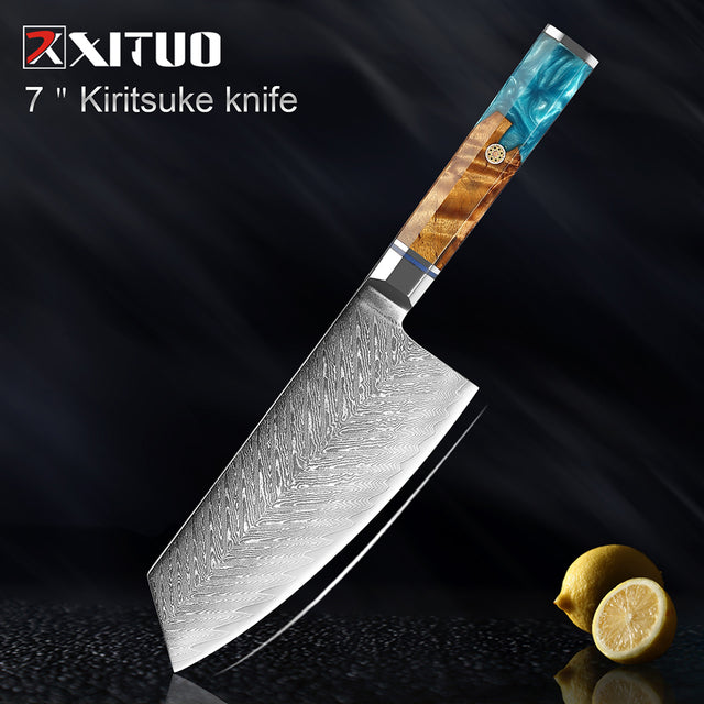 Kitchen Knives 67 Layers Damascus Japanese Style Sharp Blade Chef Knife - 7" Kritsuke Knife - Knife Depot Co.