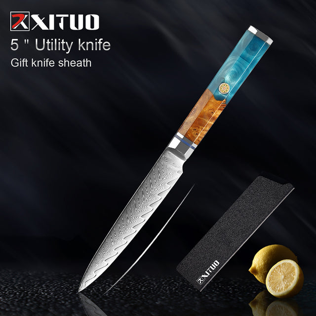 Kitchen Knives 67 Layers Damascus Japanese Style Sharp Blade Chef Knife - 5" Utility Knife - Knife Depot Co.