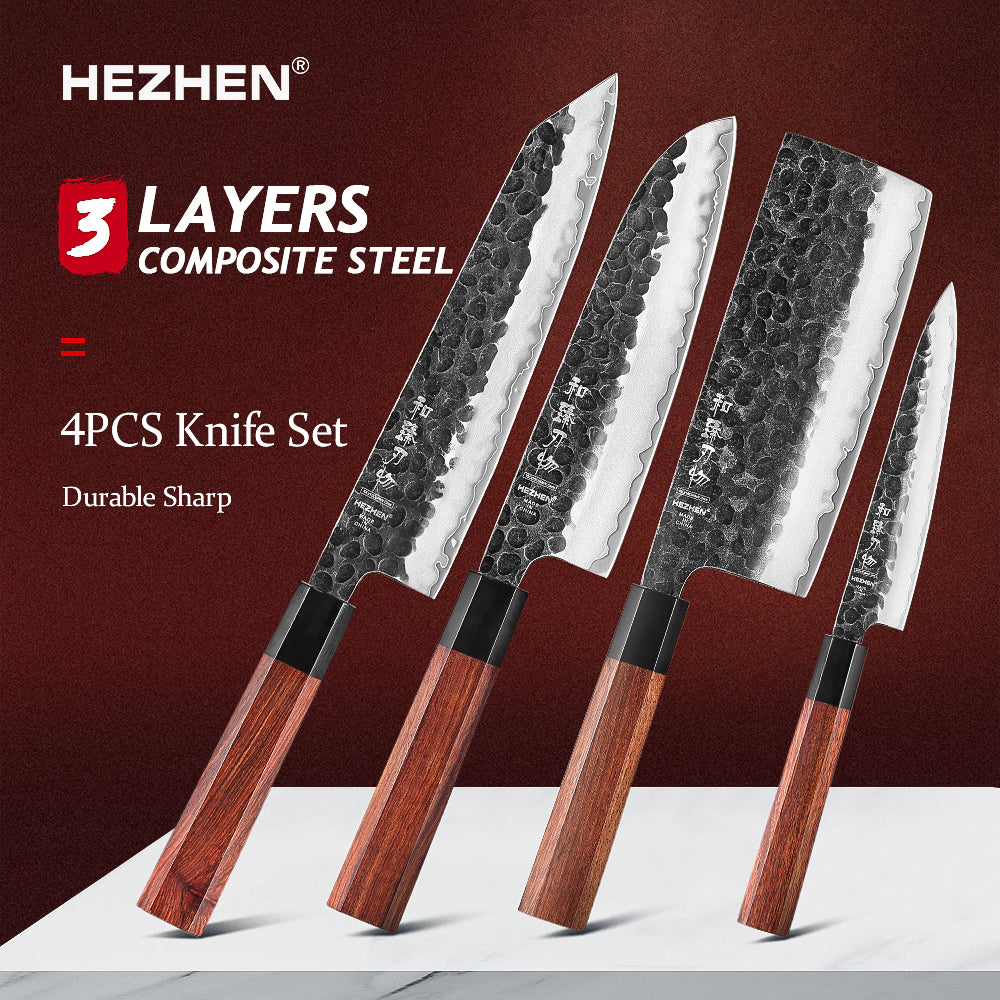 KD 3 Layers Japanese Style Chef Santoku Nakiri Utility Knives - Knife Depot Co.