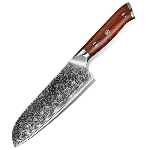 Japanese Forged Damascus Steel Chef Santoku Utility Knives - 7" Santoku - Knife Depot Co.