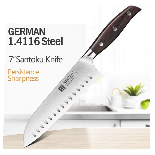 KD German Steel Professional Kitchen Knife Set - 7" Santoku - Knife Depot Co.