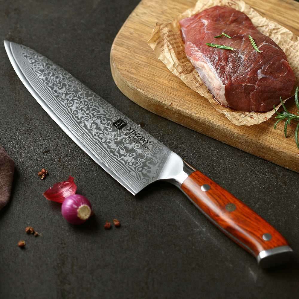 67 Lagen Damascus Staal Chef Santoku Mes - Knife Depot Co.