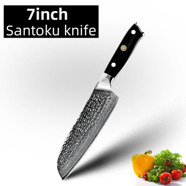 KD 8-inch VG10 Real Damascus High Carbon Stainless Steel - 7" Santoku Knife - Knife Depot Co.