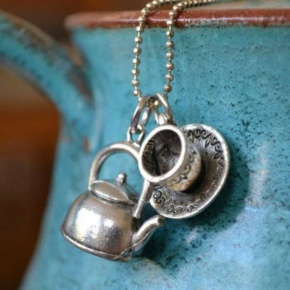 Retro Aesthetics Teapot Beads Chain Charm Necklace - Default Title - Knife Depot Co.