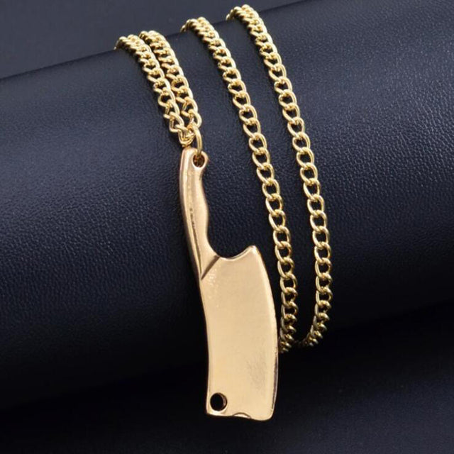 KD High Polished Mini Chef Knife Pendant Necklace for Men Women - gold color - Knife Depot Co.